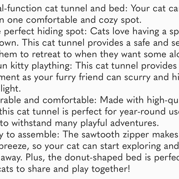 Cat Tunnel Bed, Indoor Cat Cave, Cat Tunnel, Large Cat House, Donut Cat Bed - Picture 8 of 8